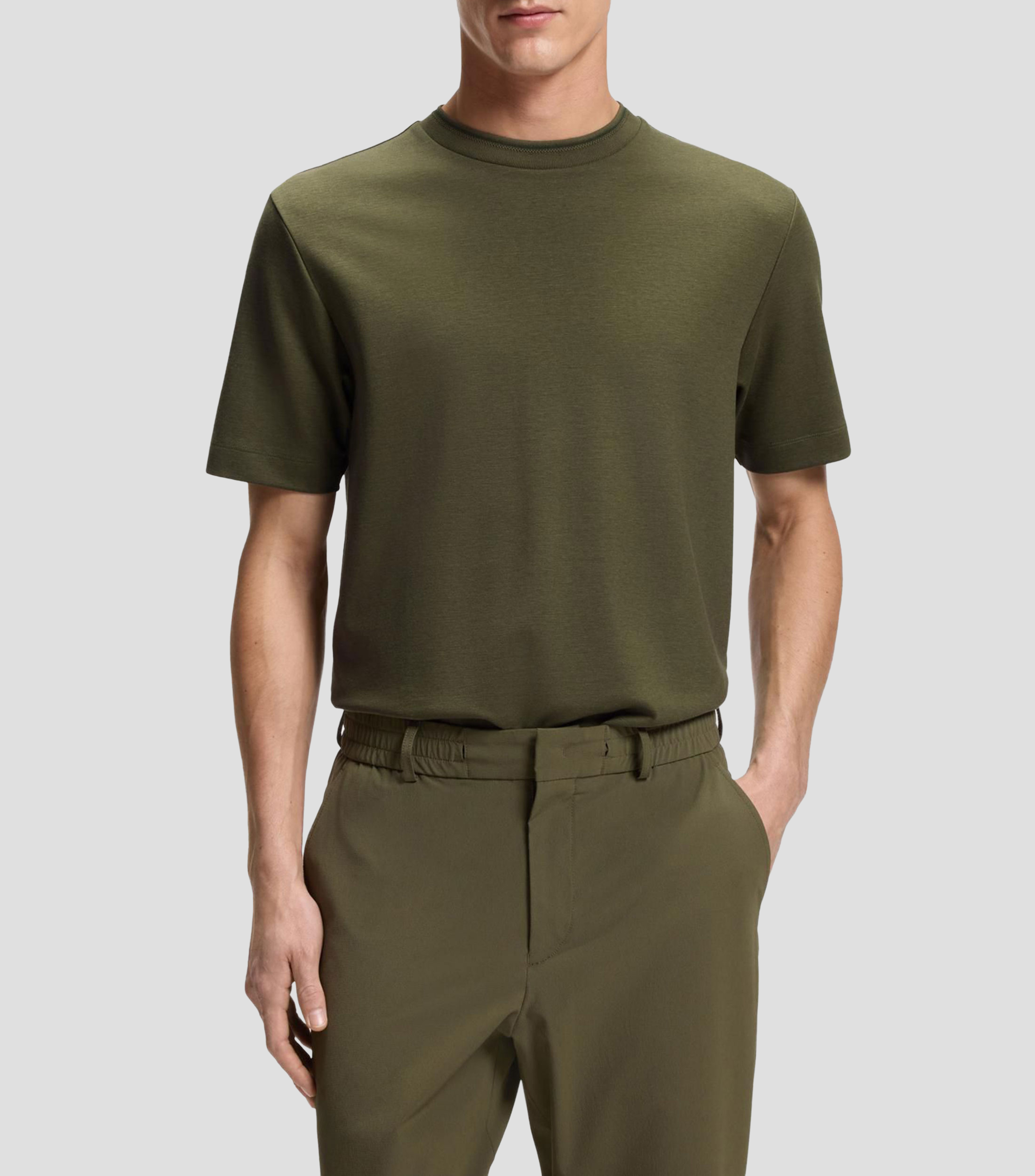 Playera regular en mezcla de algodón elástico Hombre